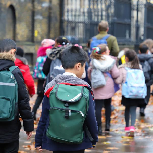 School children walking