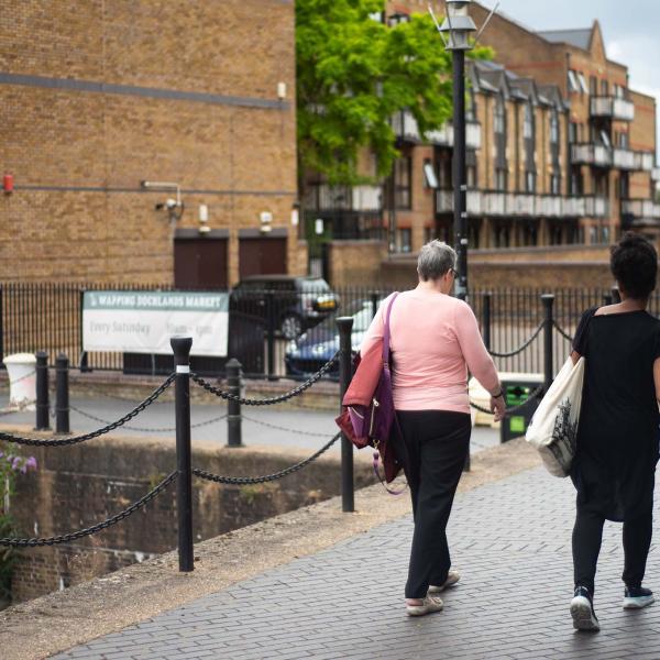 Two women walking