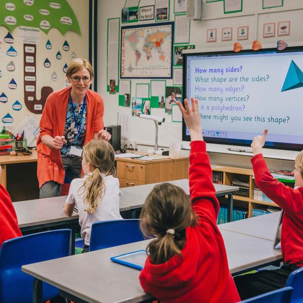 Primary school classroom and teacher