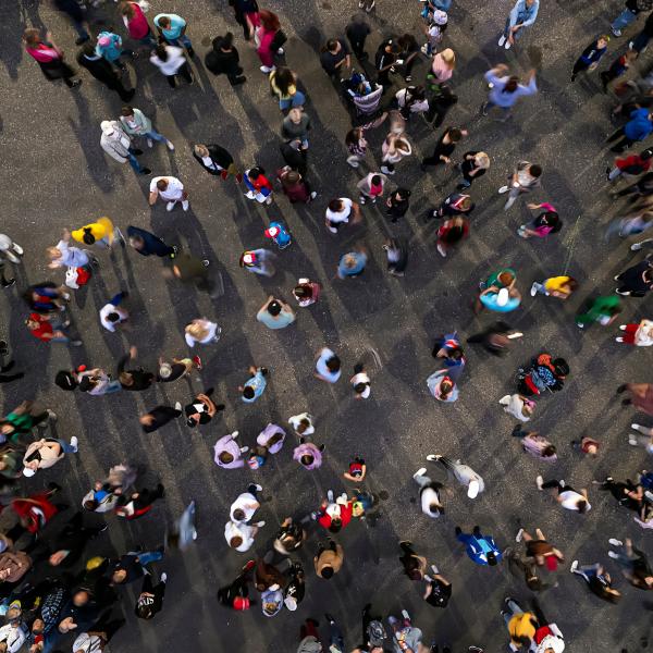 Aerial view of a crowd of people