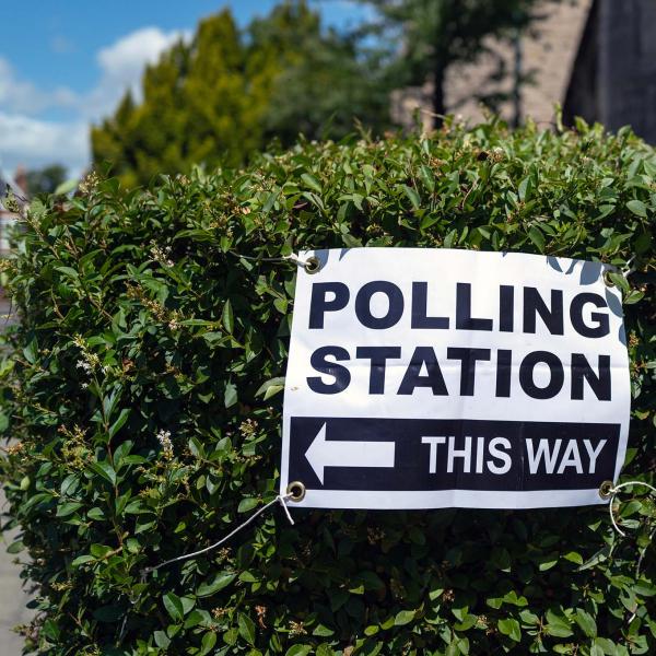 Polling station sign