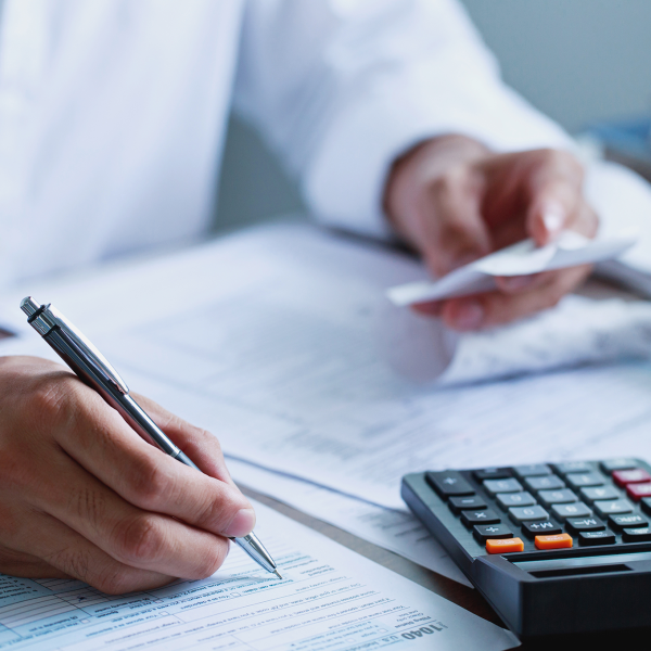 Man calculating tax