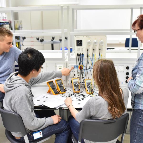 Young people in technical environment