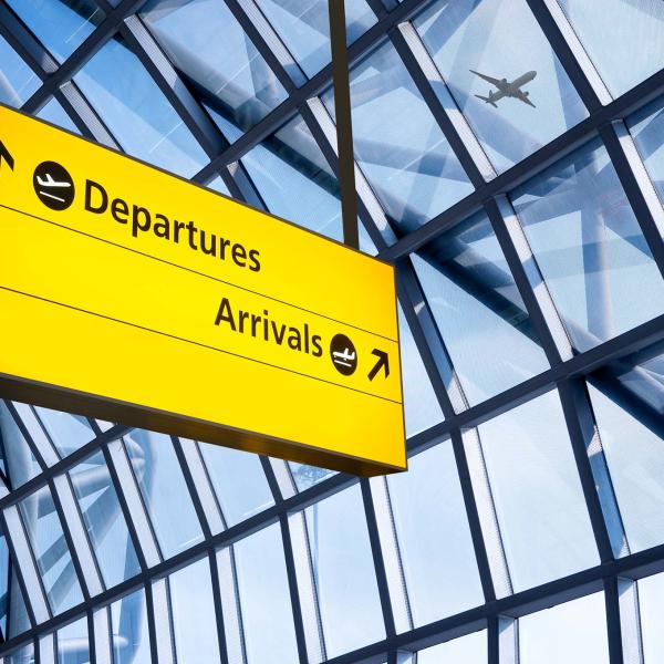 Departures board at airport