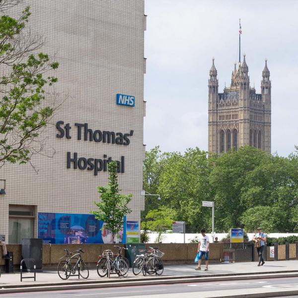 St Thomas' Hospital opposite Parliament