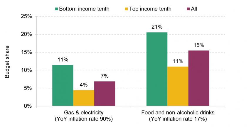 Figure 2. Share of spending on energy, food and non-alcoholic drinks, by household income
