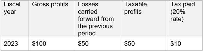 Table 1: Example tax return for 2023