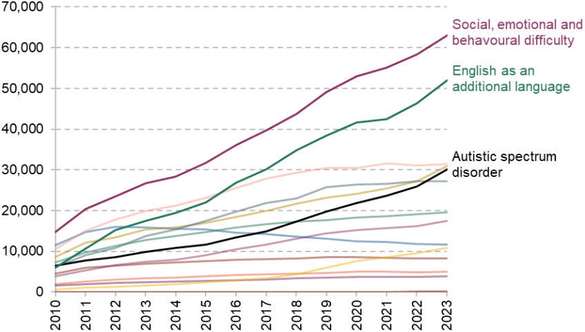 Figure 4.8. Number of pupils with selected additional support needs