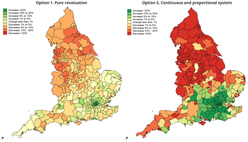 Figure 4.2. Changes in council tax bases, by billing authority area
