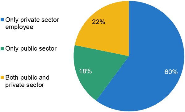 Figure A1. Percentage of employees who work in the private sector, public sector or both over a nine-year period