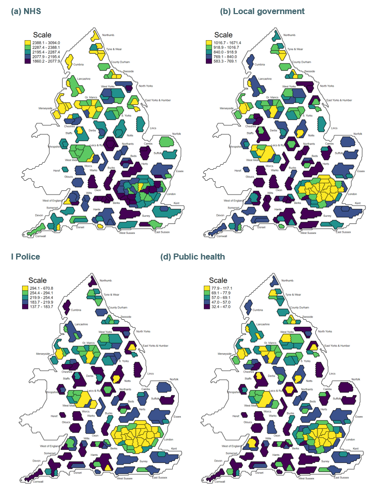 Figure 3.3. Estimated need per capita for each service area, 2022–23