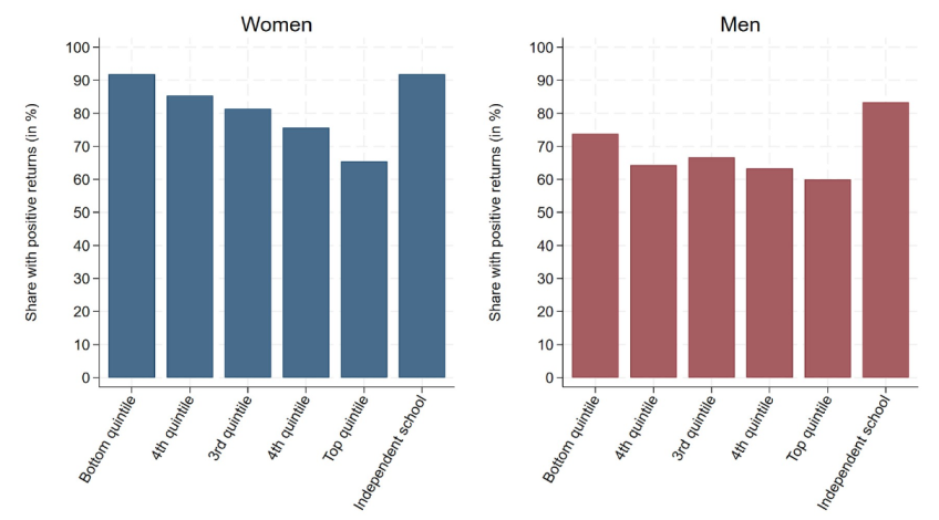 Figure J.5. Share with positive lifetime discounted individual return to HE by socio-economic status